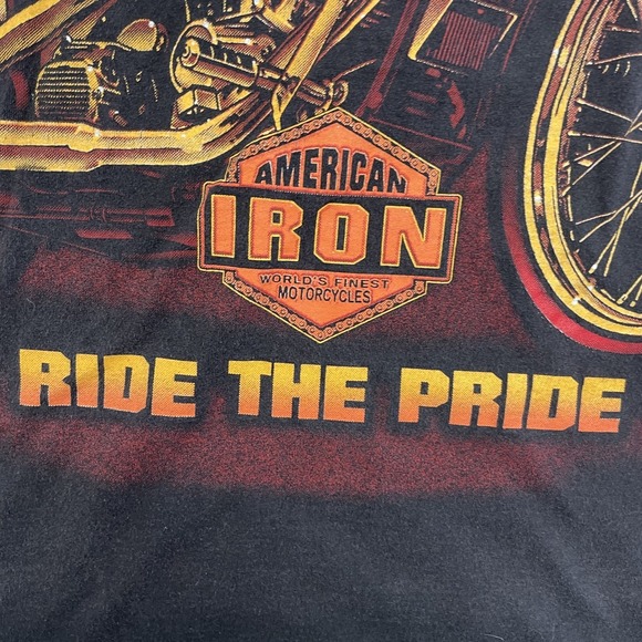 Vintage American Iron shirt men Medium Black 1990s full graphic chopper ride - Picture 4 of 10